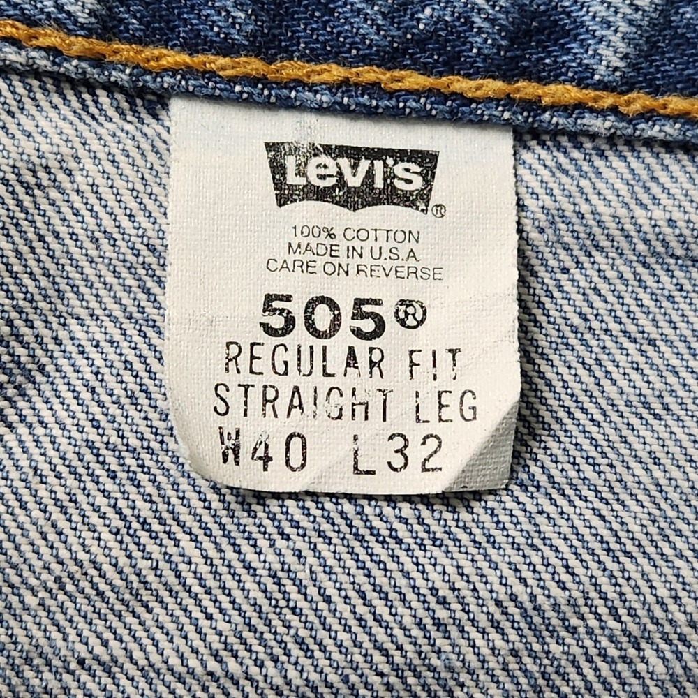 Vintage Levis 505 Regular Fit 40x32 Straight Leg Jeans Blue Made in USA EUC - Picture 3 of 11